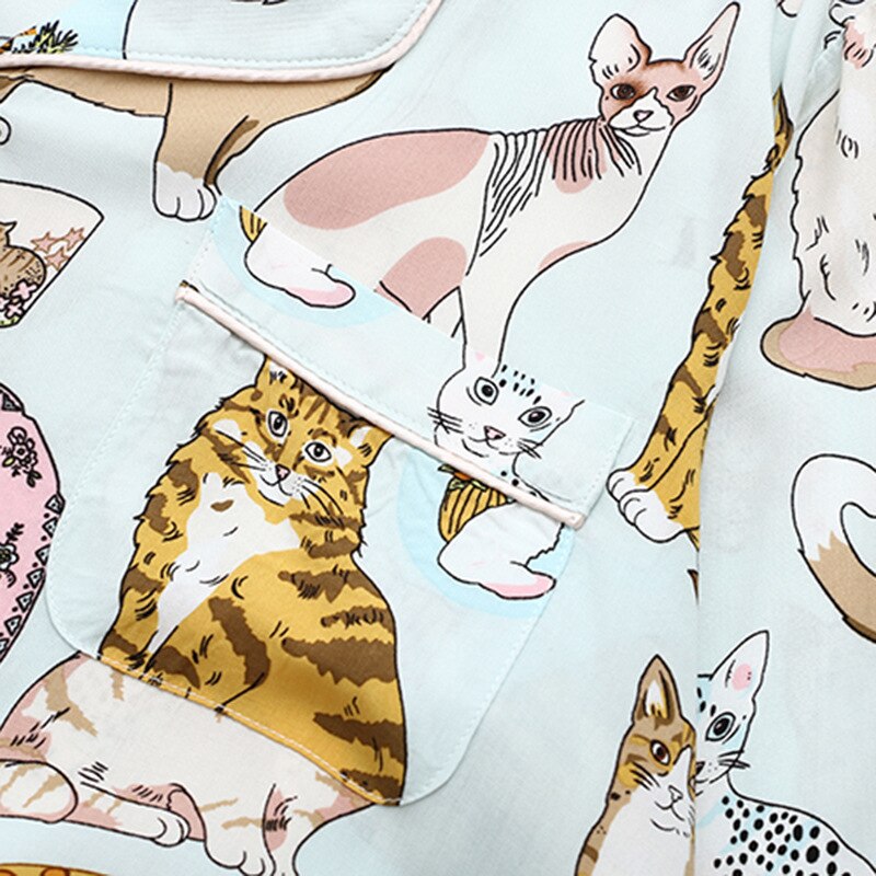 Pijama Longo Feminino Americano – Funny Cats