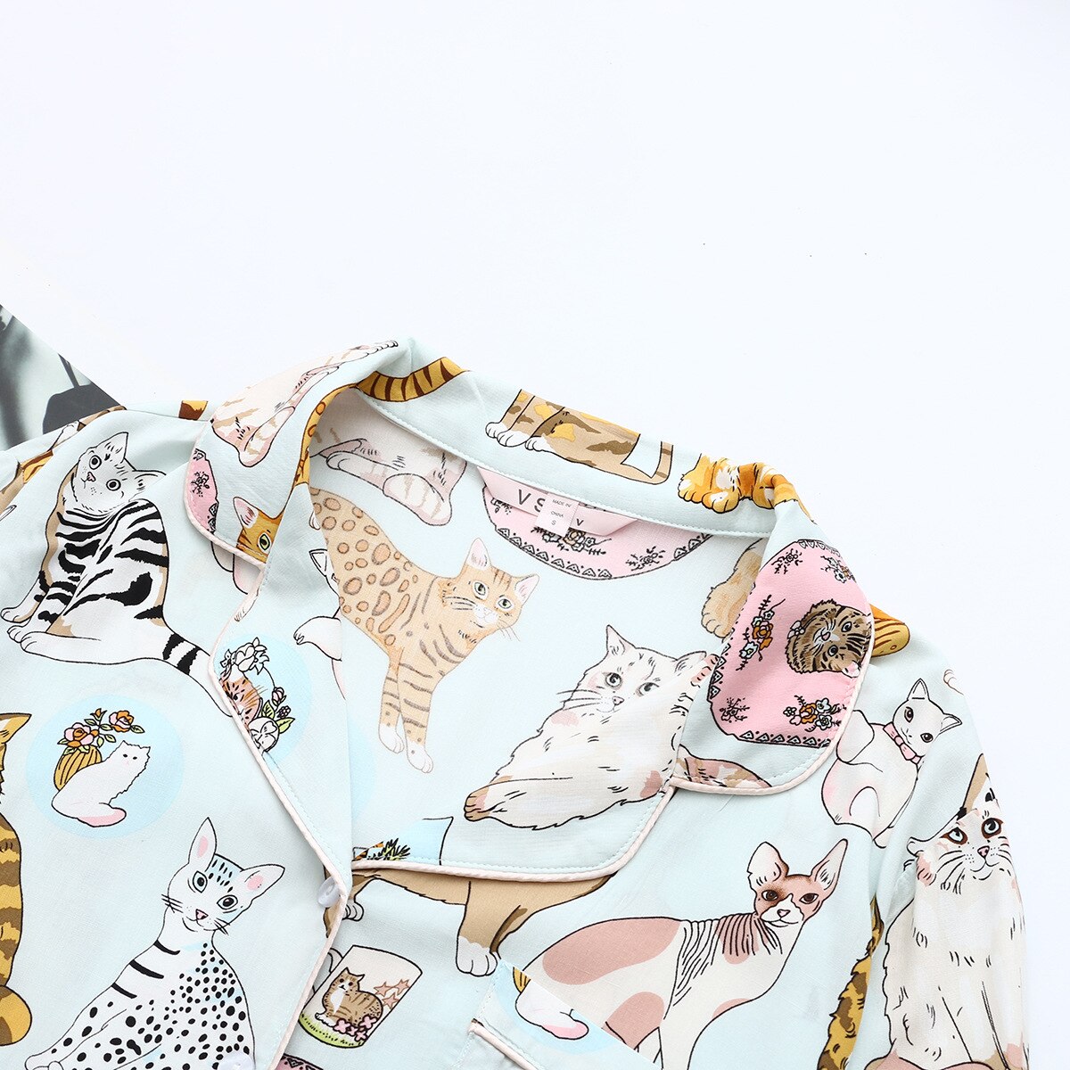 Pijama Longo Feminino Americano – Funny Cats