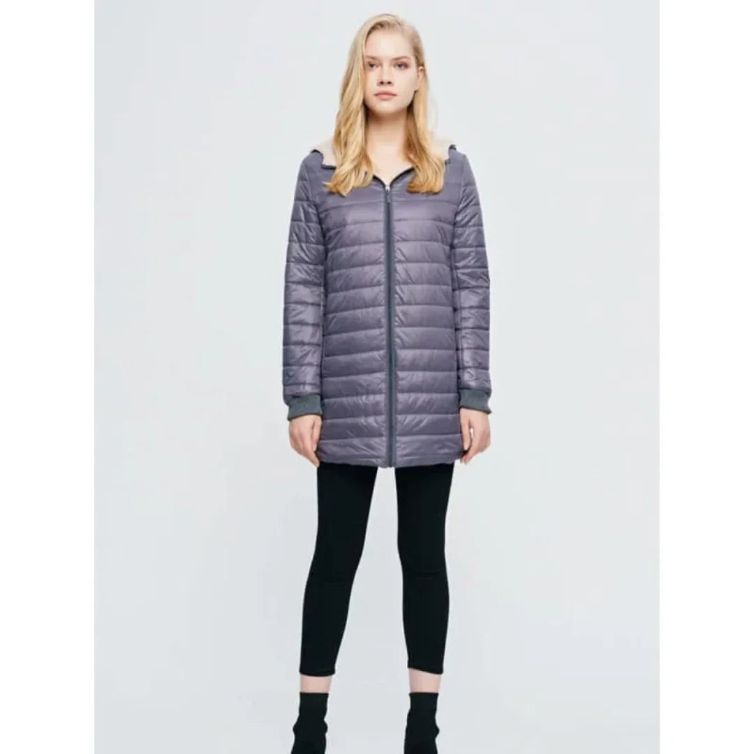 Jaqueta Feminina Puffer Forrada com Capuz