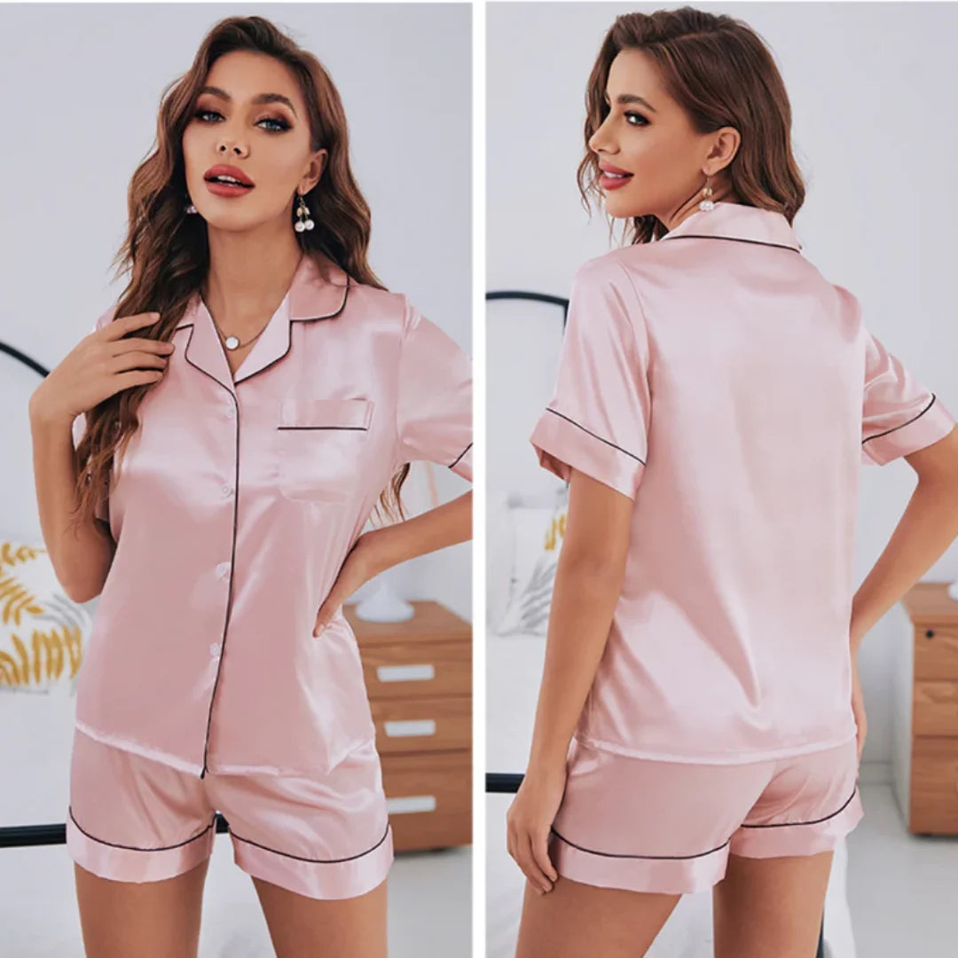 Pijama Feminino em Cetim Americano Curto, pijama de seda feminino