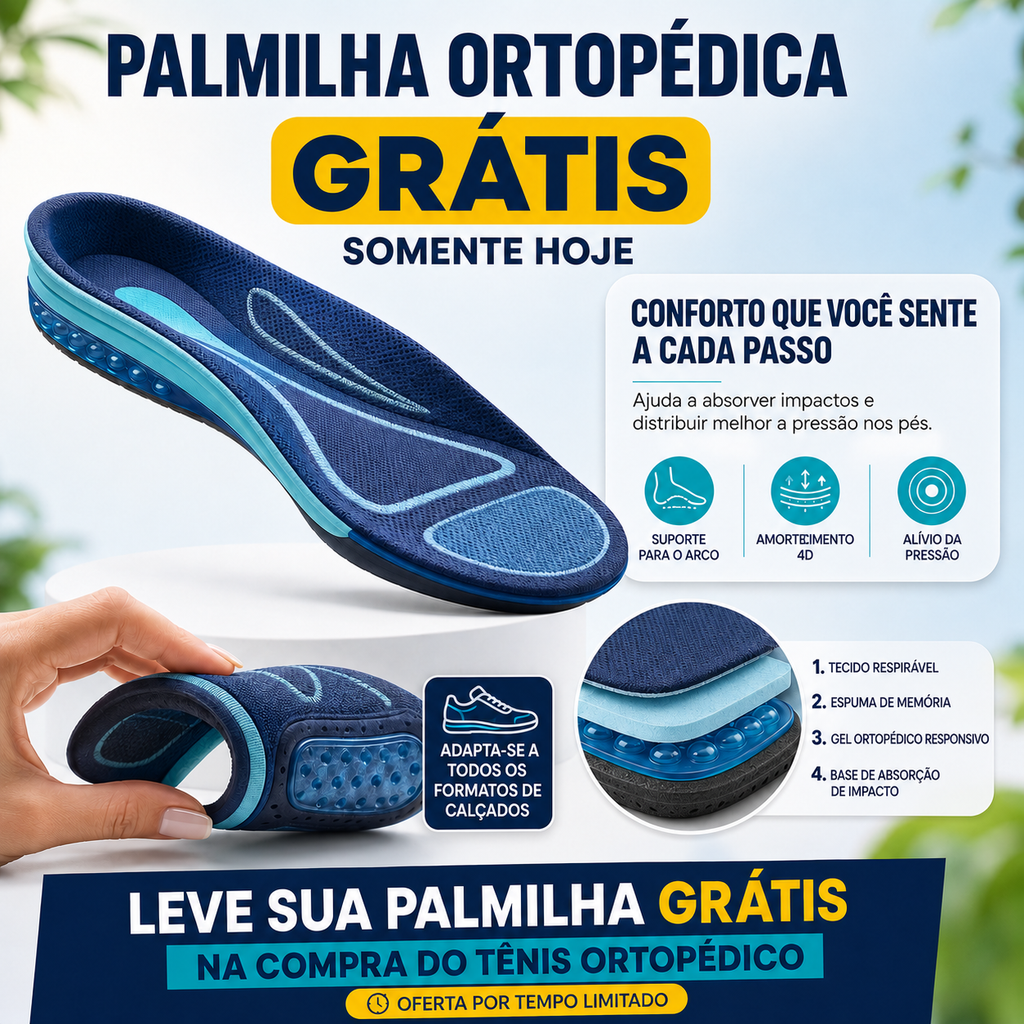 Tênis Ortopédico Com Amortecedor Antiderrapante - Confort Fashion + Palmilha Grátis