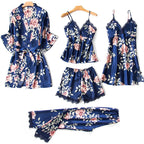Conjunto Pijama 5 Peças em Cetim - Encanto Floral