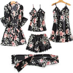 Conjunto Pijama 5 Peças em Cetim - Encanto Floral