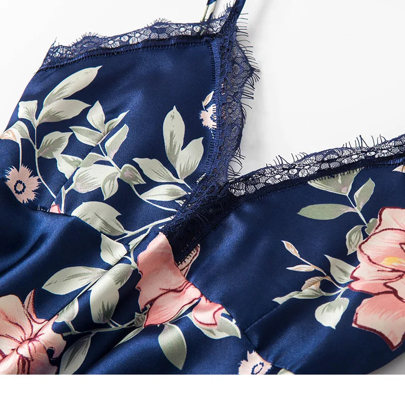 Conjunto Pijama 5 Peças em Cetim - Encanto Floral